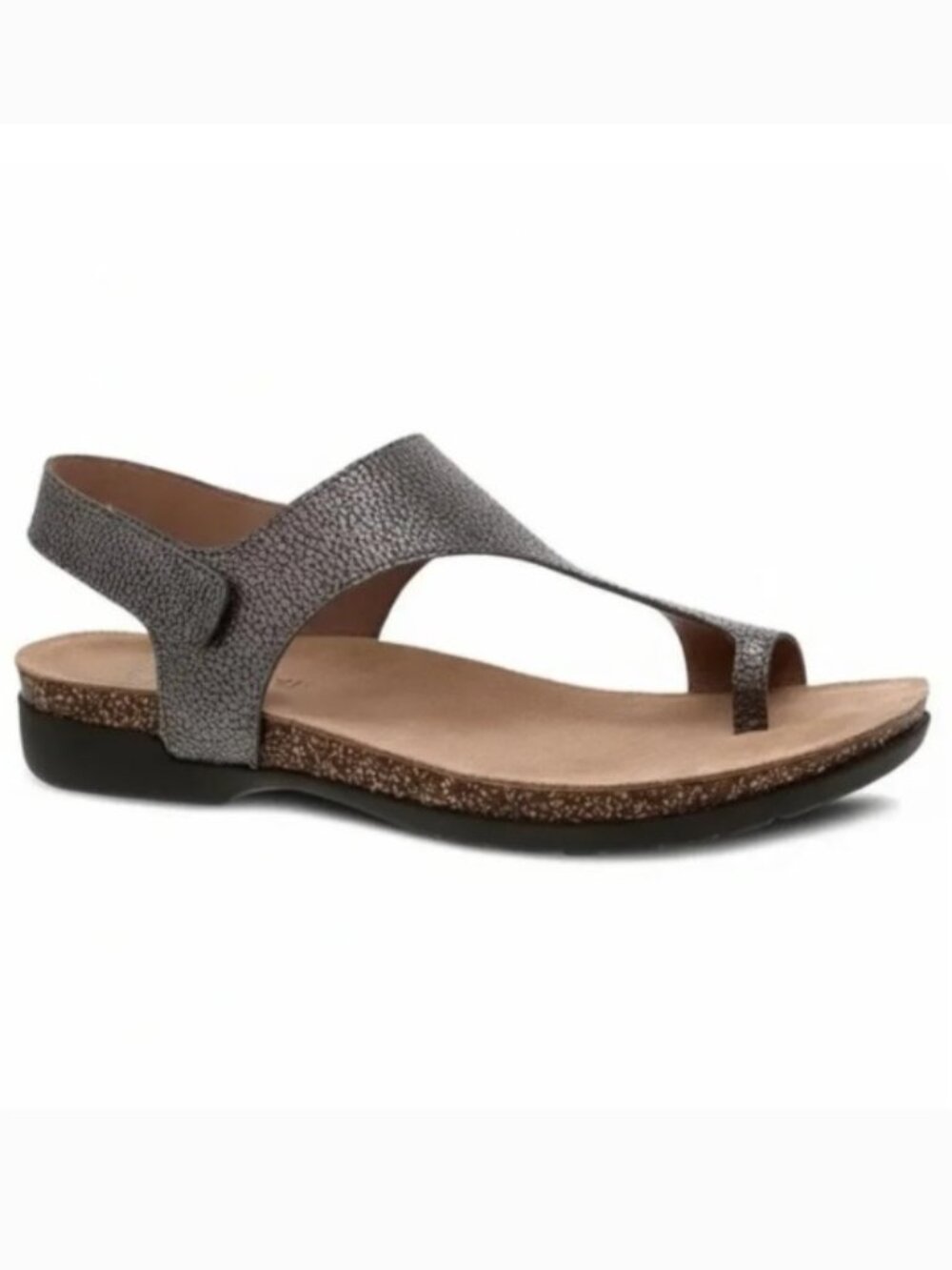 Dansko Reece Sandal Womens 37 Pewter Metallic Leather Cork Slingback